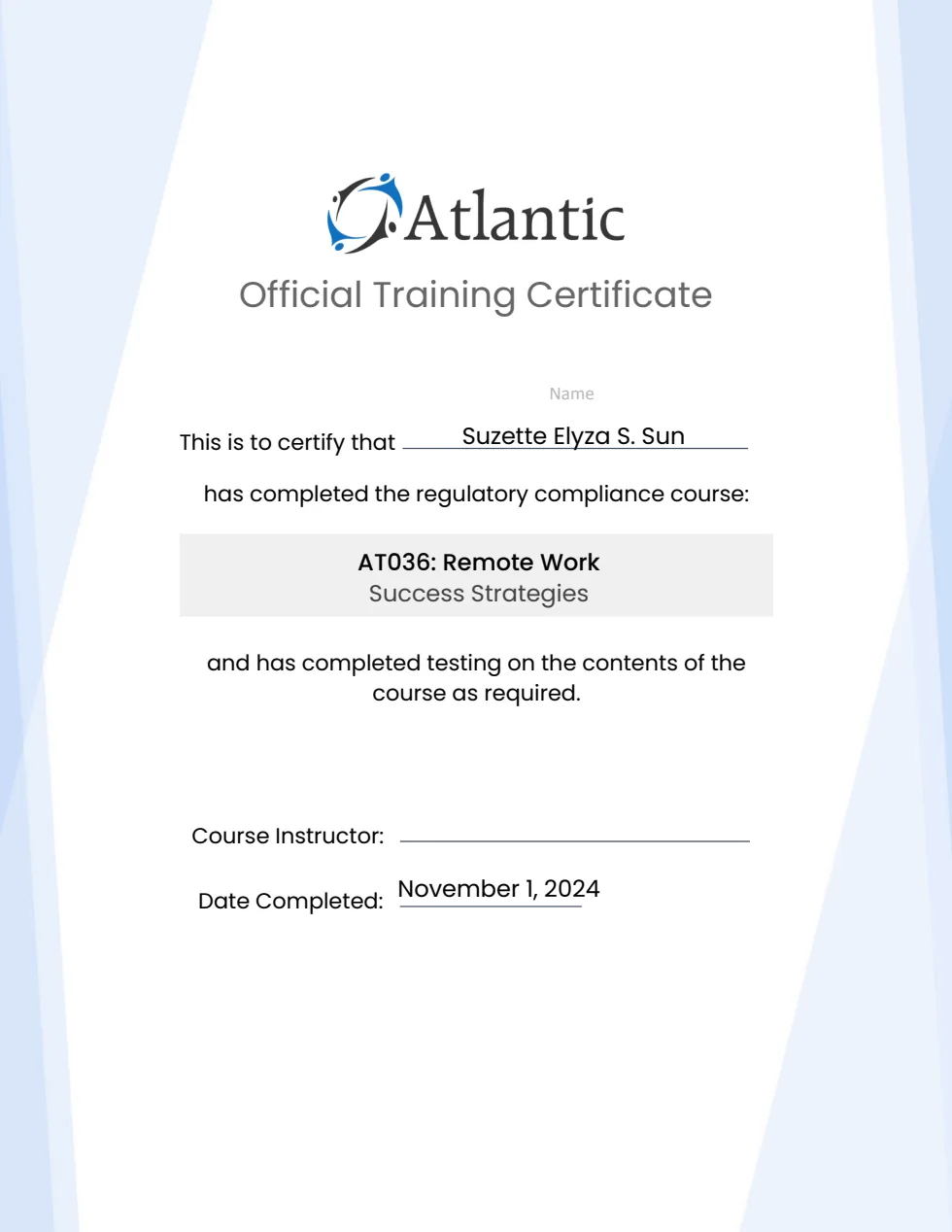 Certificate: Remote Work Success Strategies