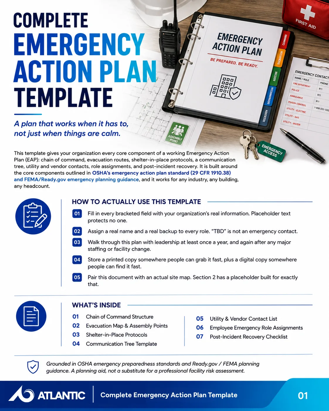 Cover of The Complete Emergency Action Plan Template guide for Atlantic Training